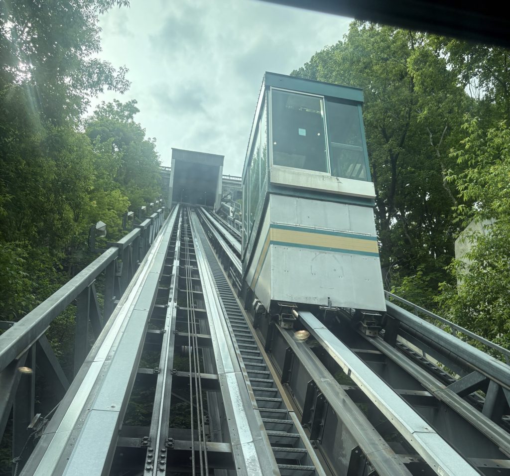 View of the funicular tracks going up from Old Quebec to Duffering Terrace