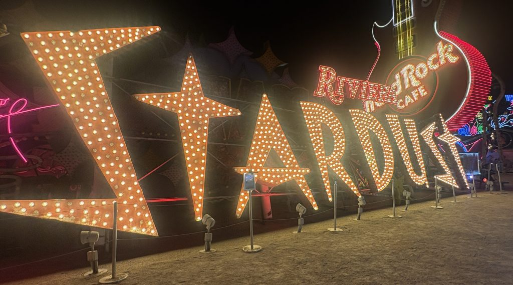 Illuminated Stardust sign at the Neon Museum in Las Vegas