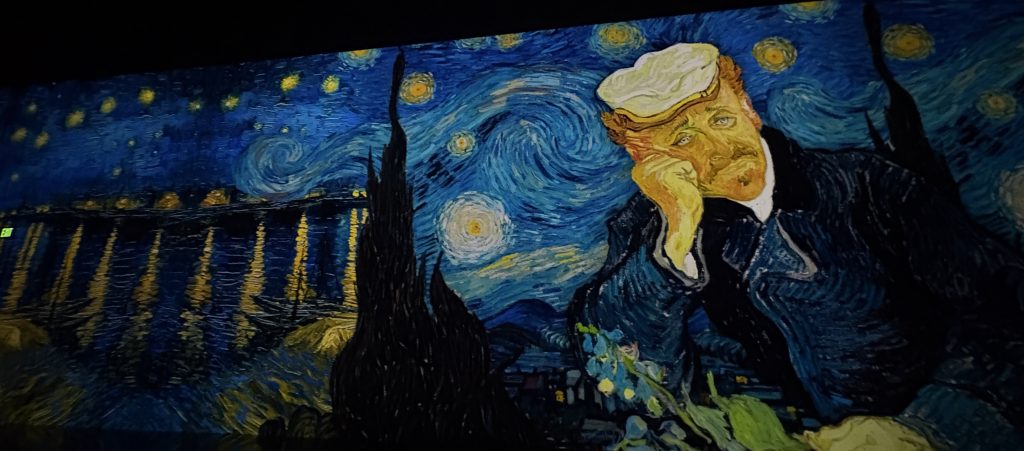 Giant representation of a Van Gogh painting of a starry night at the Arte Museum in Las Vegas