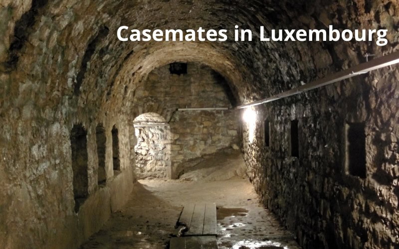 View of tunnels in the Casemates of Luxembourg. The tunnels are part of fortifications built 400 years ago.