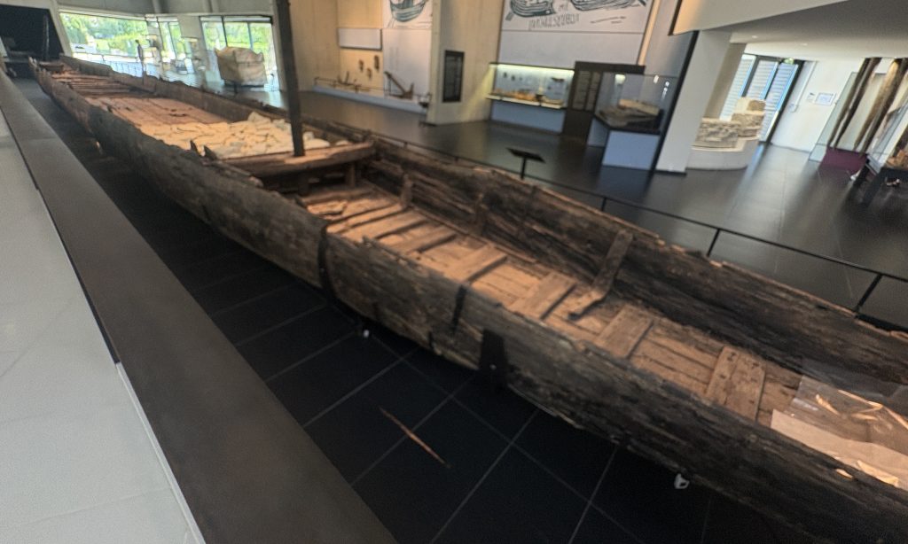 Portion of the 30 meter Roiman barge recovered from the Rhone and on display at the Musée Départemental Arles Antique (Museum of Ancient Arles and Provence)
