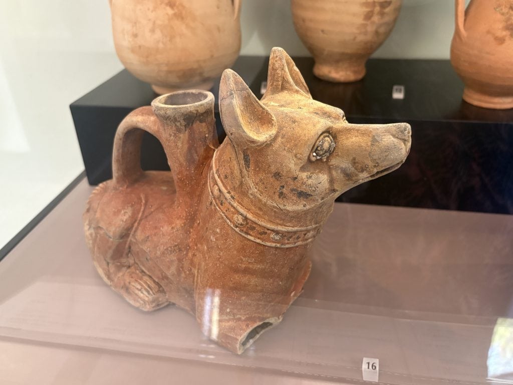 Terracotta Dog - a Roman artifact  on display at the Musée Départemental Arles Antique (Museum of Ancient Arles and Provence)