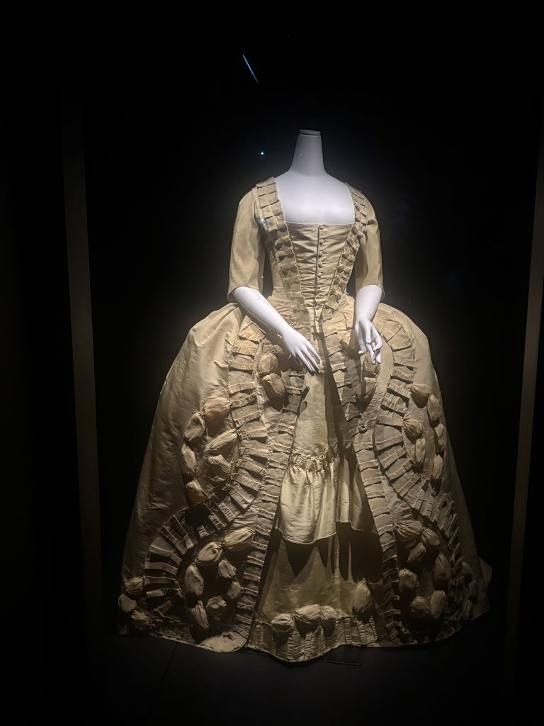 Beautifully crafted dress from the 18th century on display at the Musée de la Mode et du Costume 