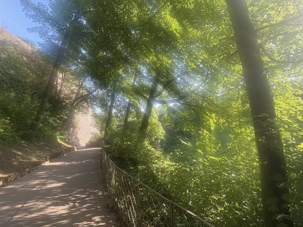 Petrusse valley pathway in Luxembourg City - a very beautiful area to walk in below the upper town.