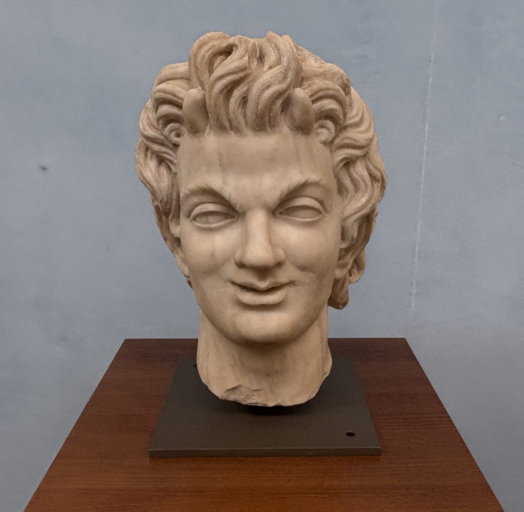 Bust of a satyr that looks incredibly likelife on display at the Musée Départemental Arles Antique (Museum of Ancient Arles and Provence)