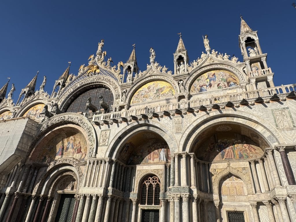 View of the facade of the Duomo in Venice