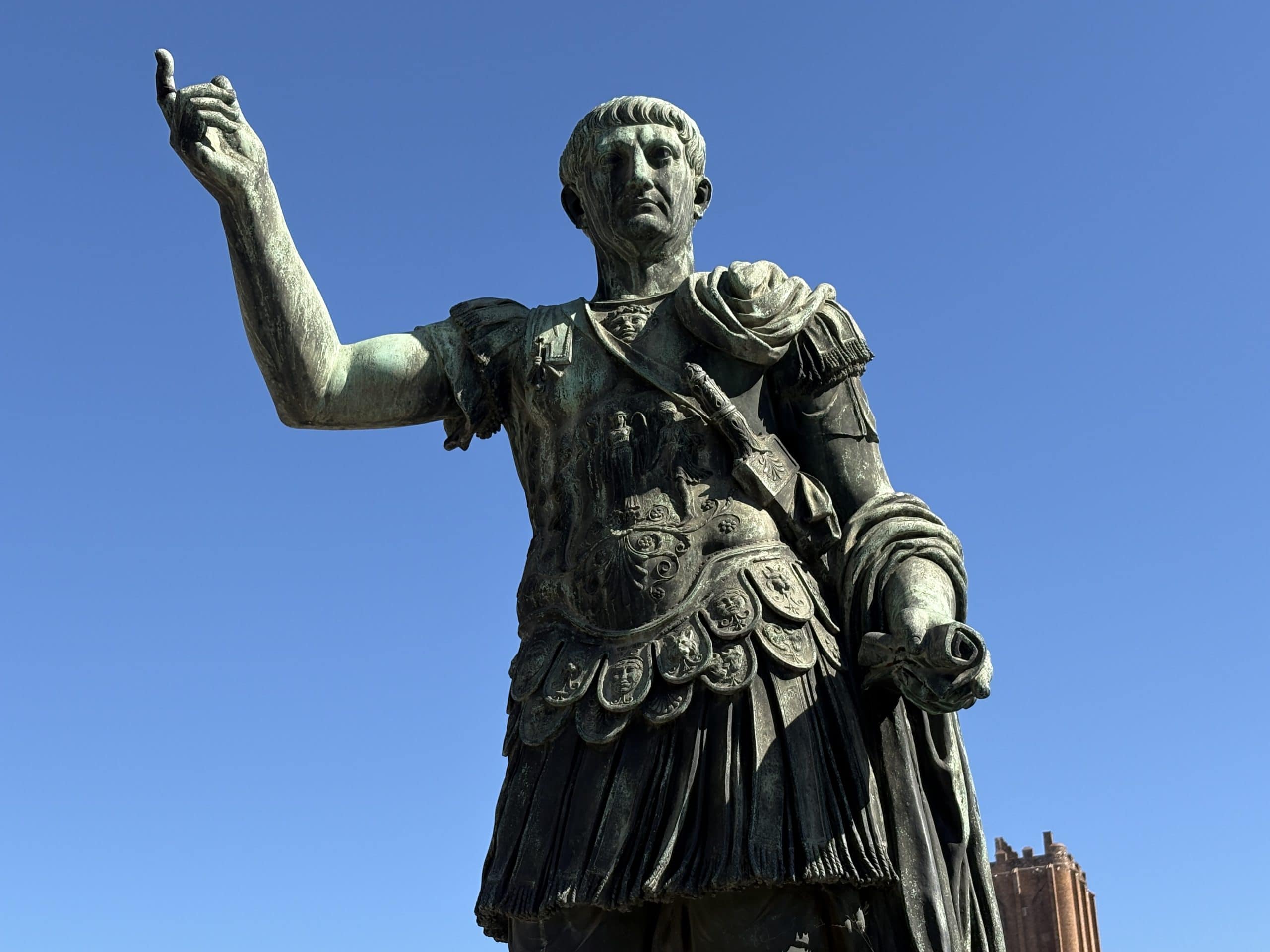 statue of Caesar across form the Roman Forum in Rome  taken  on a Rome Photography Tour with Rome Photo Fun Tours.