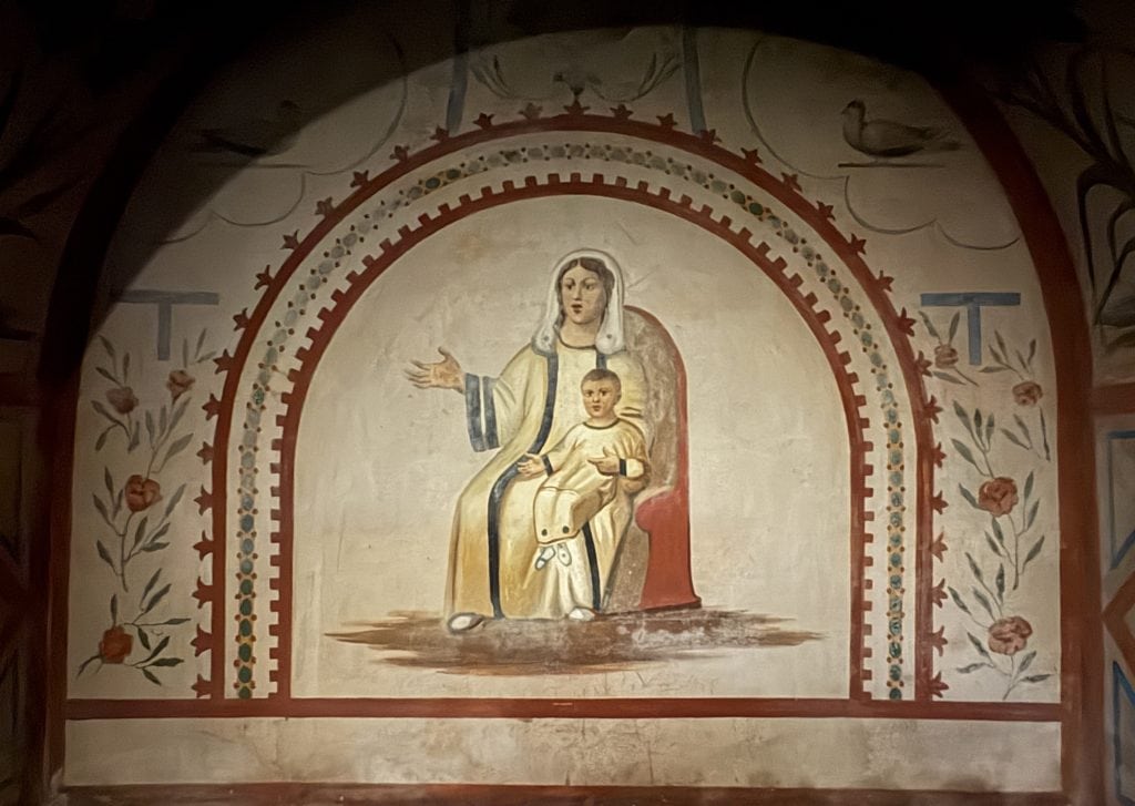 Roman style fresco of Mary and Jesus  taken at Santimissima Apostoli on a Rome Photography Tour with Rome Photo Fun Tours.