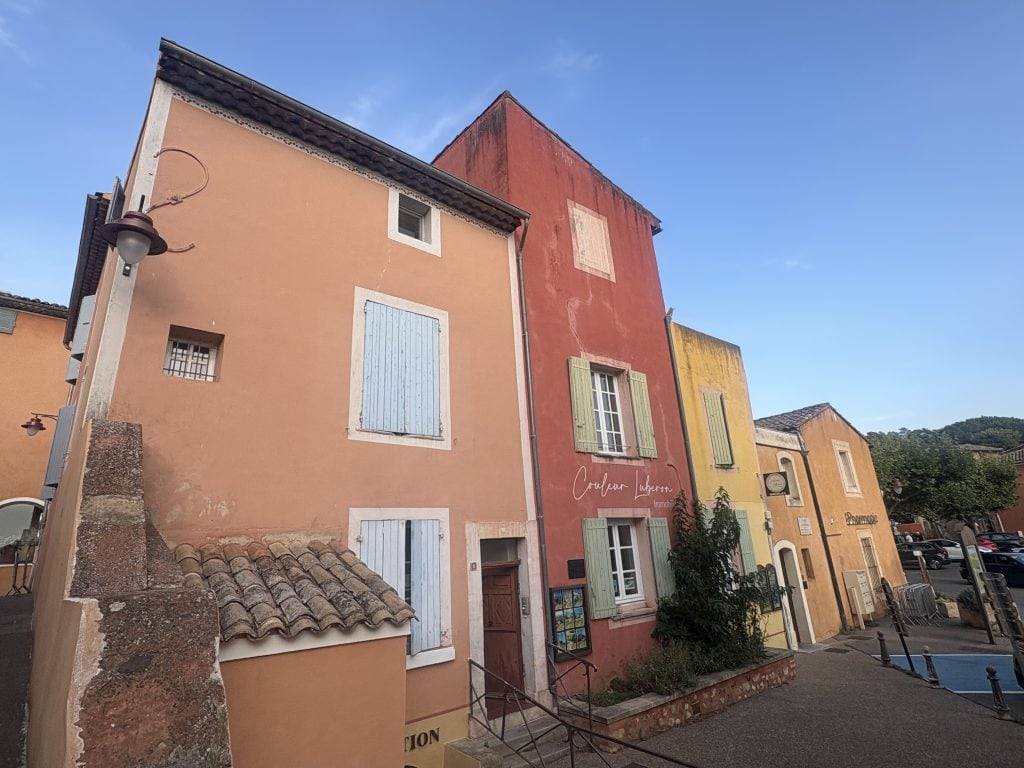 Row of colorful houses in Roussillon in the luberon area of France