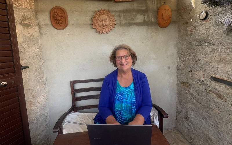 Carol Cram at the writers retreat in
