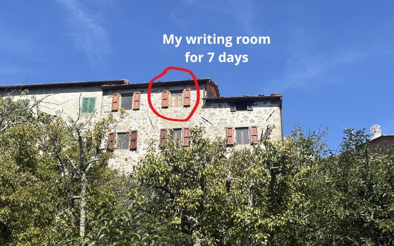 View of Casale di Clio with the blog poster's room circled in red