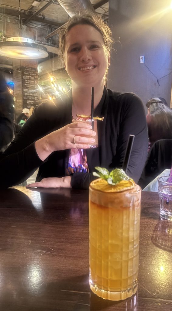 Julia Simpson enjoying a cosktail at Brickworks Restaurant in Whistler, BC