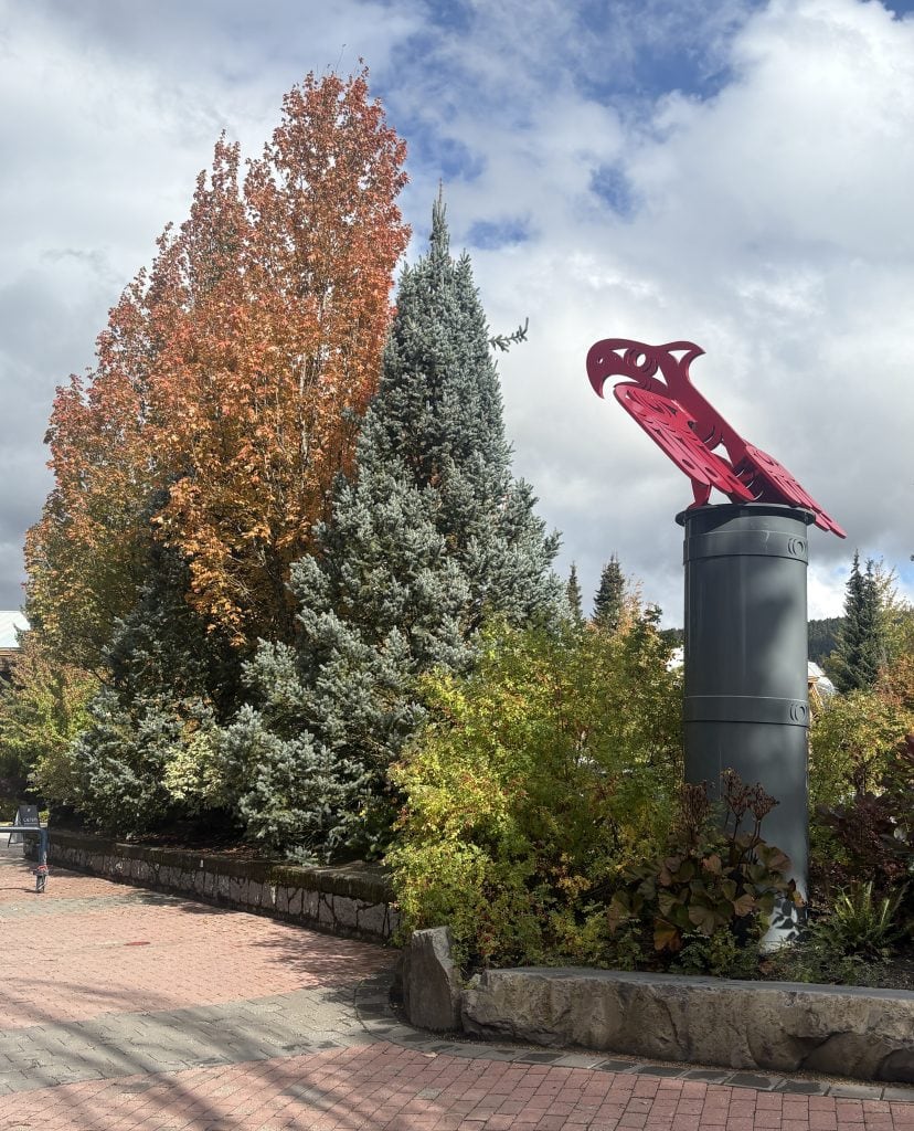 Autumn trees on the way to the upper village in Whistler, British Co.,umbia