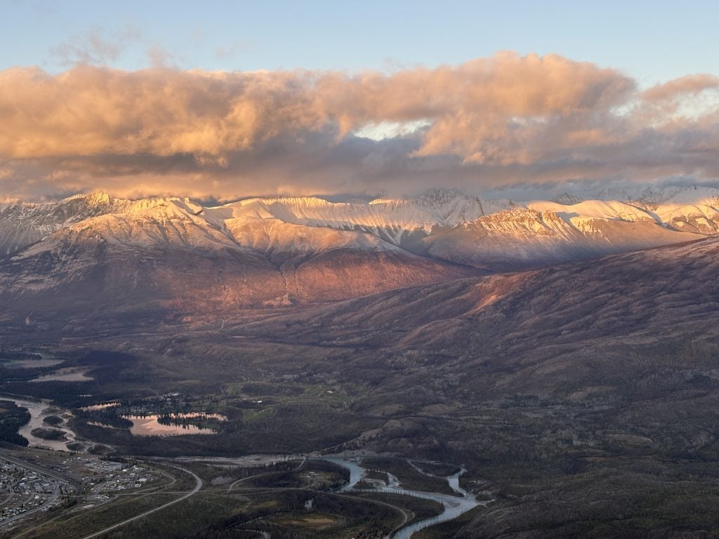 Incredible sunset over the peaks surrounding Jasper taken from the top of the Jasper SkyTram in October