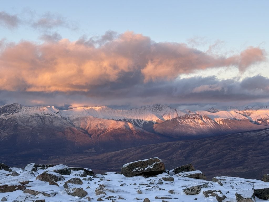Incredible sunset over the peaks surrounding Jasper taken from the top of the Jasper SkyTram in October