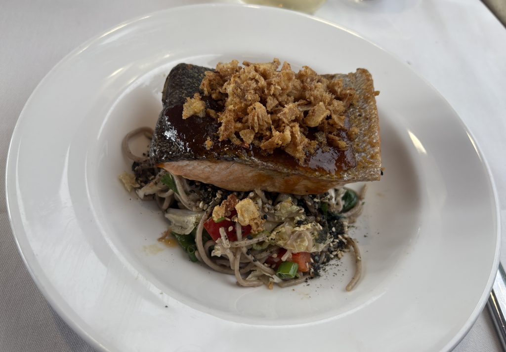 Salmon lunch on the Rocky Mountaineer Rainforest to Goldrush journey