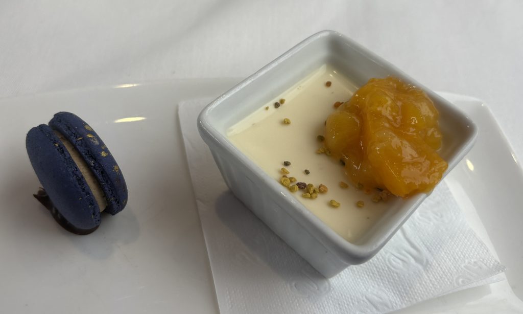 Lavender Posset dessert on the Rocky Mountaineer Rainforest to Goldrush journey