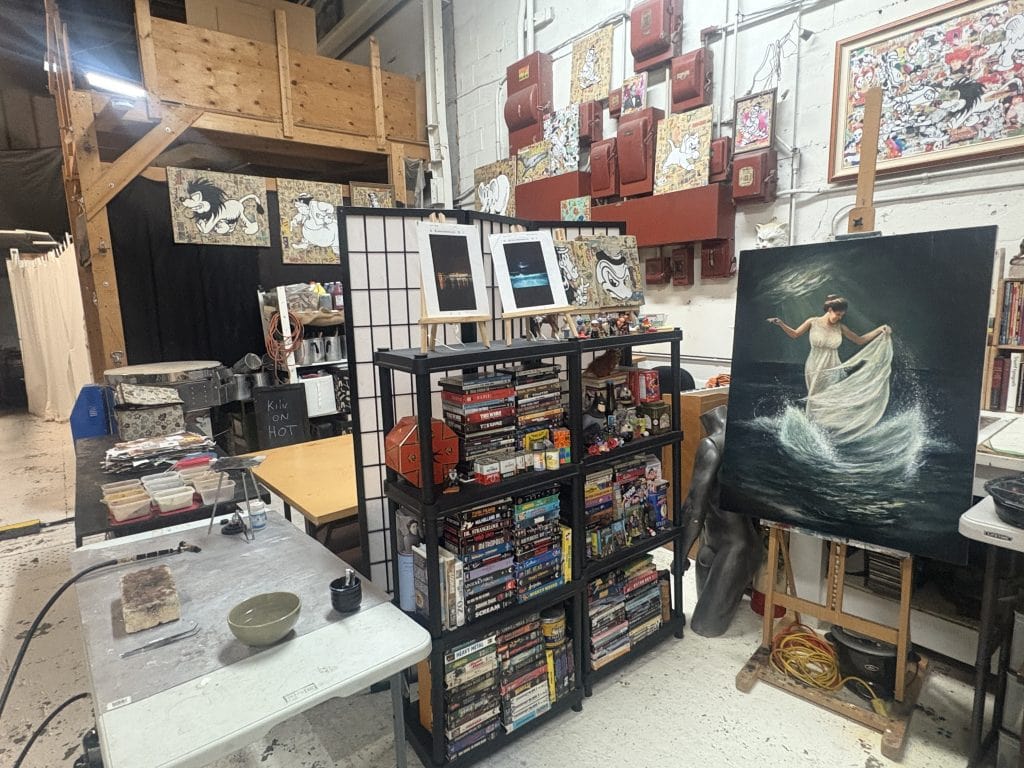 Octopus studios in Vancouver - work areas of several artists