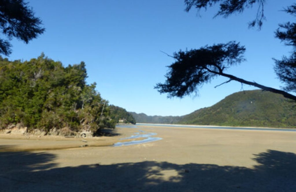 A beautiful wide estuary in Abel Tasman National Park in New Zealand