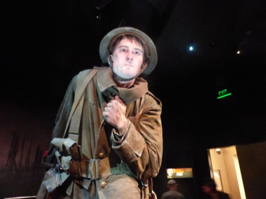 Model of a soldier in the WWI trenches, part of the Gallipoli exhibition at Te Papa Museum in Wellington
