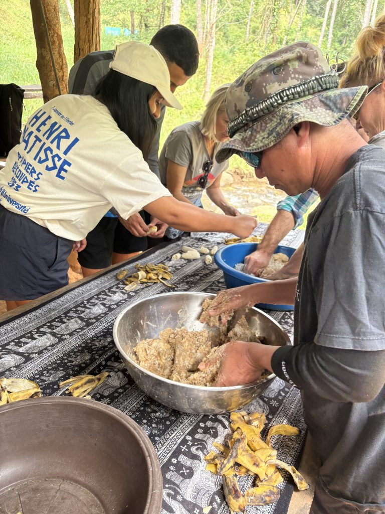 Making rice balls for elephants at Sunshine for elephants