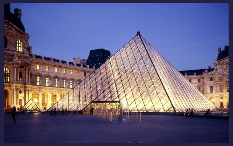 View of the Pyramid at the Louvre Museum in Paris