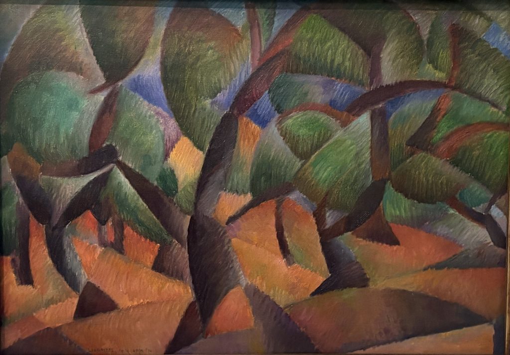 Leo Gestel's Cubist painting of an olive grove in Mallorca in warm, faceted colour