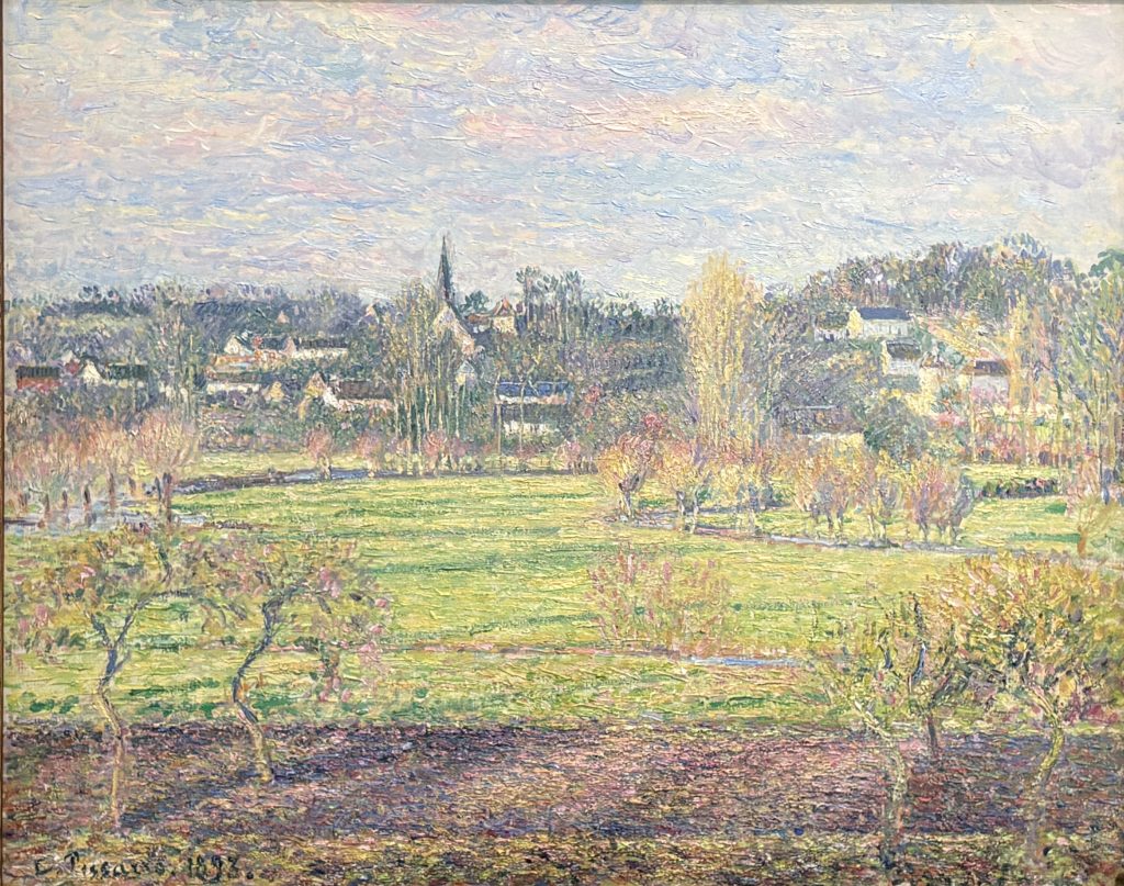 Camille Pissarro's Février, soleil levant, Bazincourt, a rural landscape in early-morning winter light