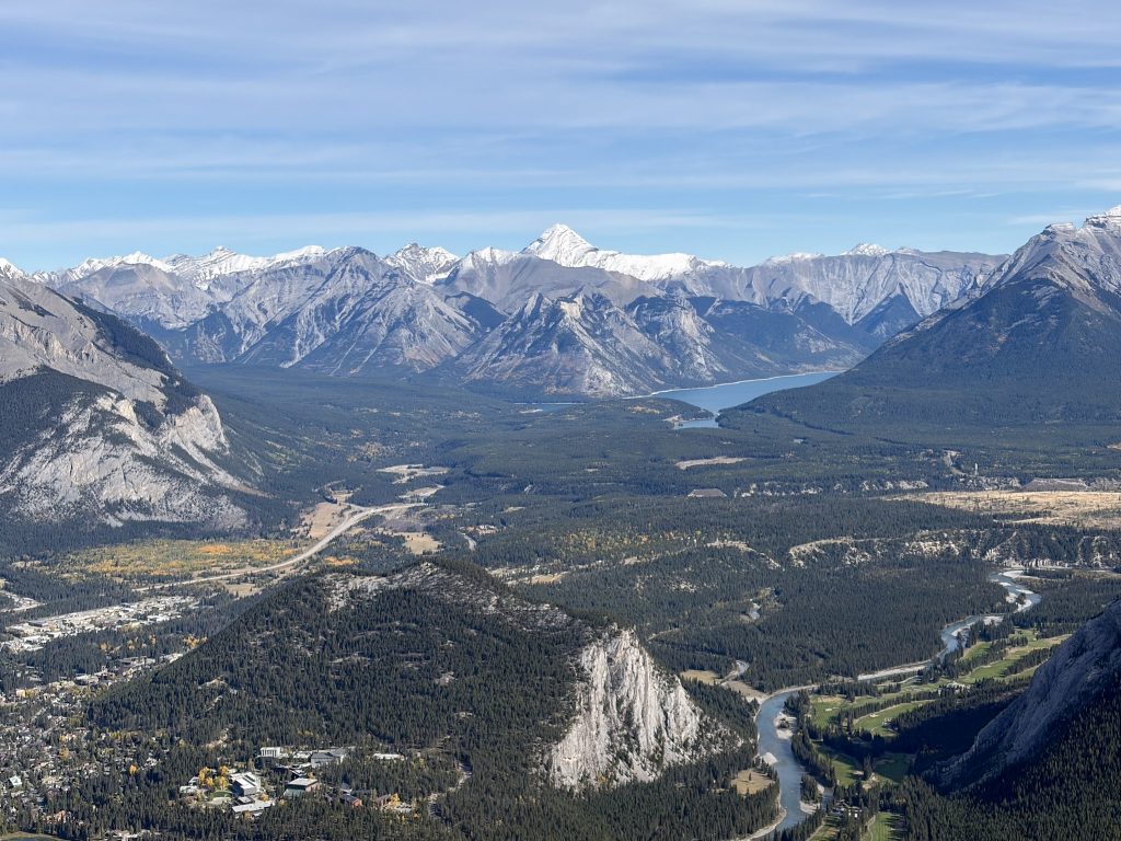 Mountain panorama from the Sulphur Mountain boardwalk in Banff